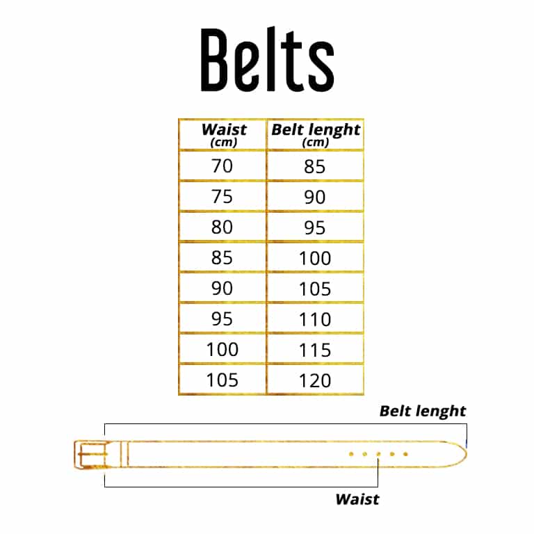 belt size chart cm